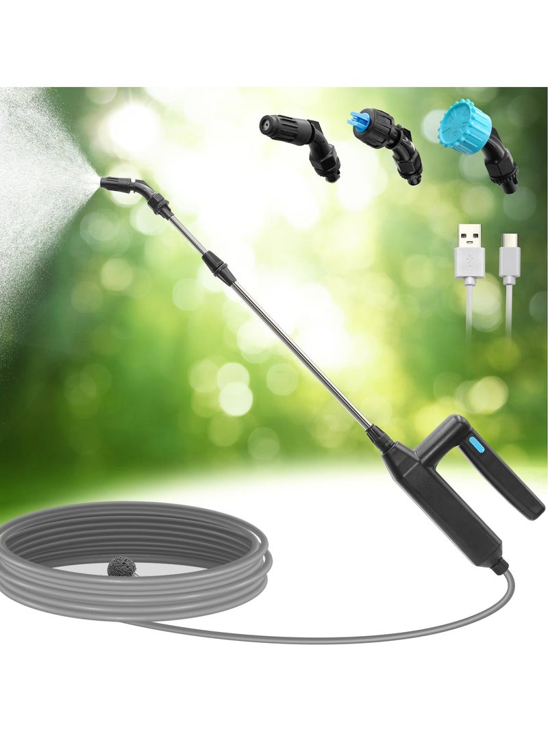Excefore Battery Powered Sprayer Wand, Rechargeable Portable Spray Wand for Gardening23.6 Inch Electric Telescopic Watering Wand with 16.4 FT Hose, , 3 Nozzles  - Image 1