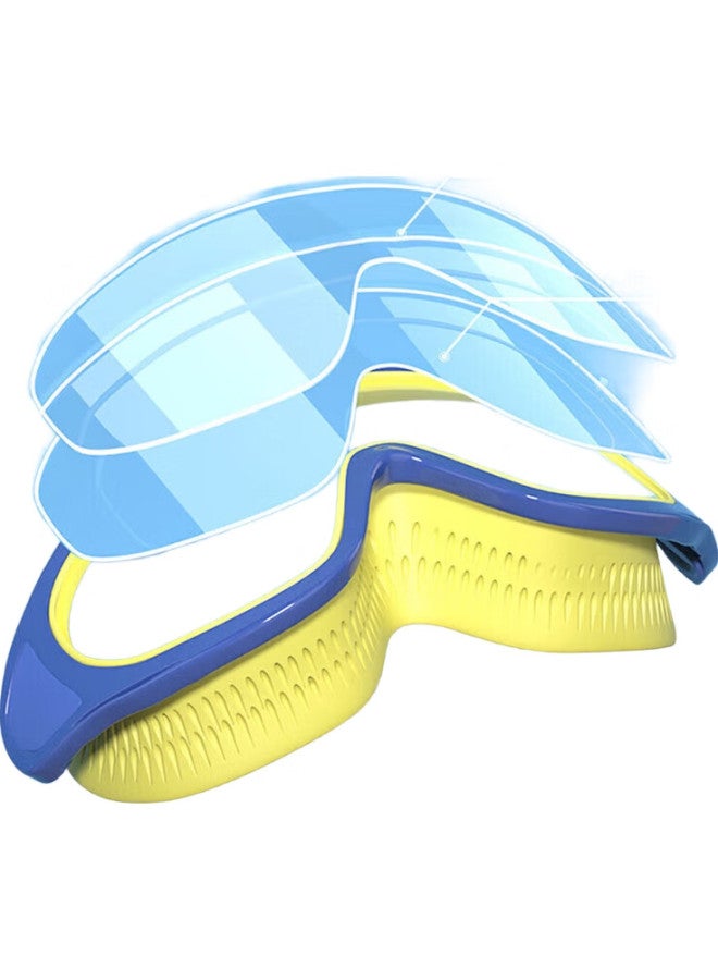 Youyou Children'S Swimming Goggles And Swim Cap, Waterproof And Anti-Fog, For Boys And Girls, Large Frame Swimming Goggles, Five-Piece Set 61412, Dreamy Macaron - Image 1