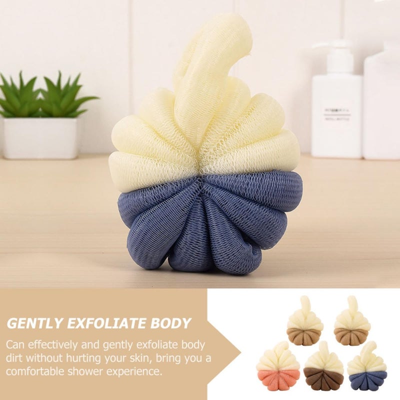 LABRIMP 5pcs Color Block Massage Bath Balls Shower Scrubbers Body Scrubbing Mesh Poufs for Women and Men Bathing Accessories Random Style - Image 4