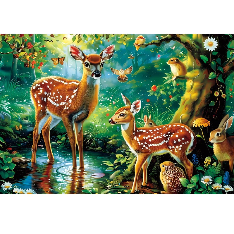 WSCXSC Puzzles for Kids Ages 48 100 Piece Puzzles Kids Ages 46 68 810 Deer Animal Jigsaw Puzzle Toys Educational Puzzle Floor Birthday Gifts for Girls and Boys - Image 3