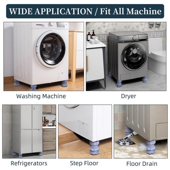 CLICKSWIFT CLICKSWIFT Anti Vibration Washing Machine Support Pads Adjustable Noise Cancelling Universal Vibration Damper Rubber Pad for Washing Machine Refrigerators 4 Pcs Multicolor  - Image 3