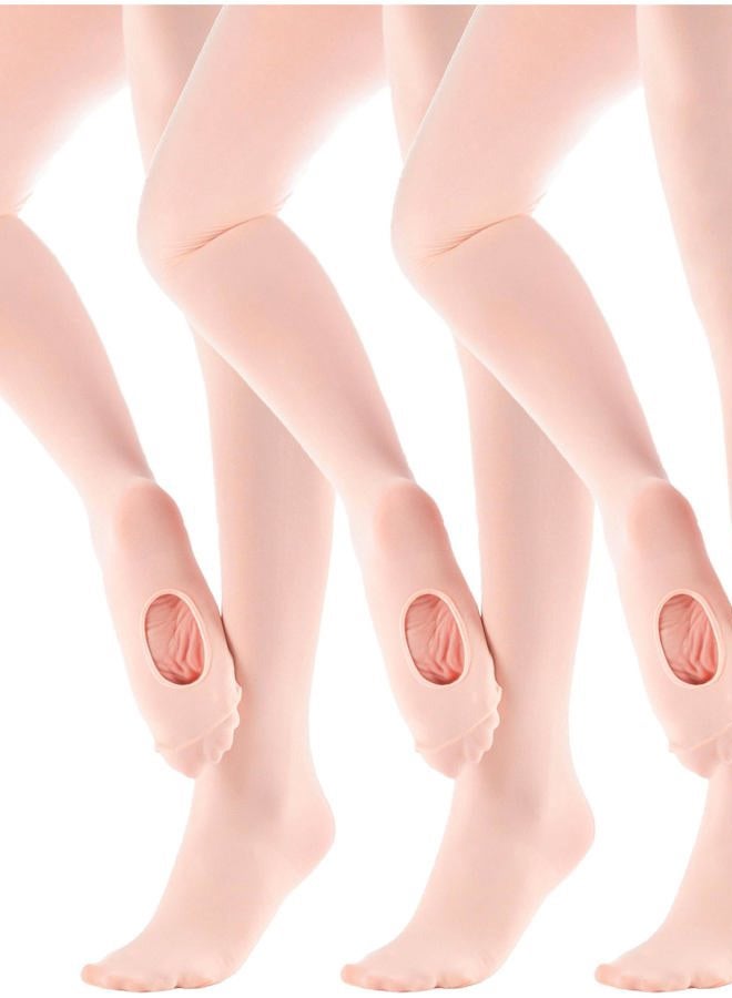 MdnMd 3 Pack Transition Footless Ballet Legging Stocking Pantyhose Dance Ballet Tights for Toddler Girls (Ballet Pink, Child Age 4-6) - Image 1