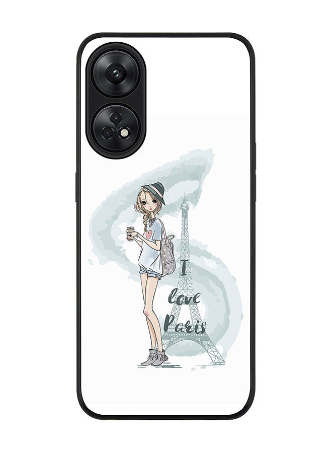 Stylizedd Rugged Black edge case for Reno 8T 4G Slim fit Soft Case Flexible Rubber Edges Anti Drop TPU Gel Thin Cover - I Love Paris - Image 1