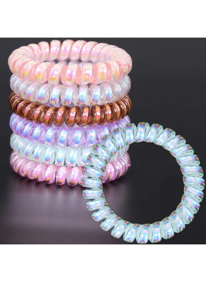 Hodooly 6 Piece Coil Hair Ties, Traceless Hair Ties, Phone Cord Hair Ties Multicolor Large Spiral Hair Ties, Mega Hair Coil Set for Thick, Curly and Long Hair, Dent, Creaseless and No Headaches - Image 2