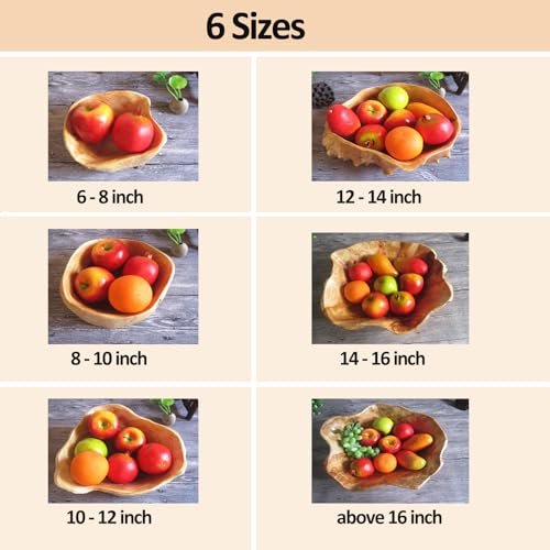MIATTCLD Wooden Bowl Decorative Natural Wood Fruit Bowl, Irregular Creative Wood Bowls, Rustic Hand Carved Candy Snack Keys Serving Bowls for Home Decor (10"-12" Diameter) - Image 3