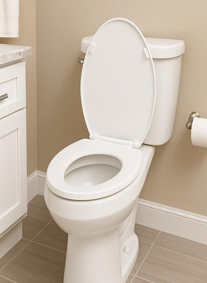 BNYD Plastic Round Toilet Seat 17" - Standard Size Toilet Seat Cover, Easy to Install, Heavy-Duty Plastic, Fits Most Round Toilets, Easy to Clean, Bathroom Replacement Toilet Seat with Lid - Image 4