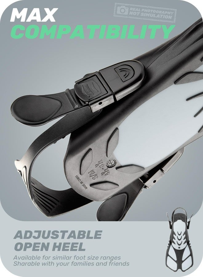 CAPAS Snorkel Fins, Swim Fins Travel Size Short Adjustable for Snorkeling Diving Adult Men Women Kids Open Heel Swimming Flippers (White, Kids JR 9-13) - Image 4