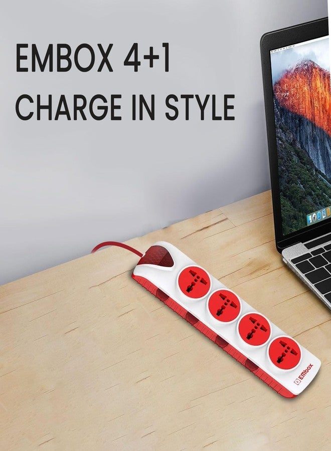 EMBOX لوحة توزيع كهربائية EMBOX مزودة بمفاتيح، بقدرة 1500 واط، و4 مقابس كهربائية عالمية، ومفتاح فردي، وحماية من ارتفاع التيار الكهربائي 6 أمبير، ومؤشر LED، وغطاء أمان، وسلك بطول مترين. - Image 5