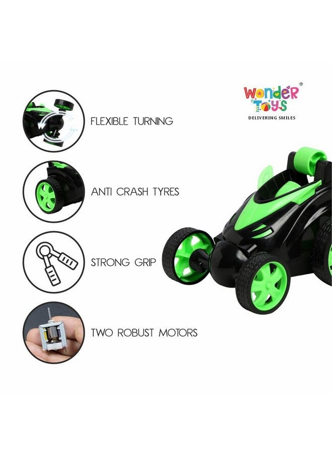 وندر سيارة وندر 360° دوارة تعمل بالتحكم عن بُعد - أضواء LED، صوت، مركبة تحكم عن بُعد للطرق الوعرة للأطفال والكبار (أخضر) - Image 4