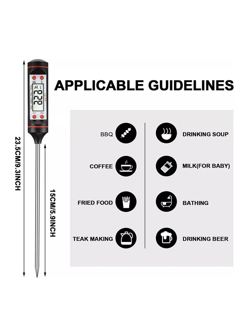1-Piece Digital Meat Thermometer – Cooking & BBQ Probe for Kitchen, Grill, Candy, and Baking (Black/White)  - Image 3