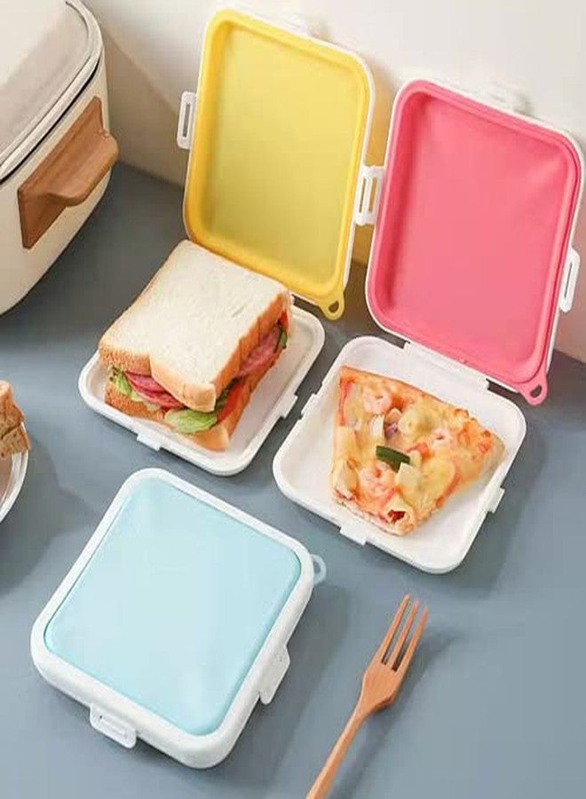 bosig® Vibrant Multicolor Medium Rectangular Sandwich Storage Box Reusable Silicone Lunch Box Food Storage Case Microwave Safe Lunch Box Food Container Sandwich Boxes - Image 2