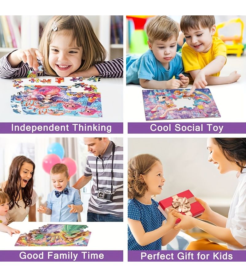 Style E 60 Pieces Princess Castle Educational Puzzle Set With Metal Box Colorful Princess Fun Illustrations For Boys And Girls - Image 4
