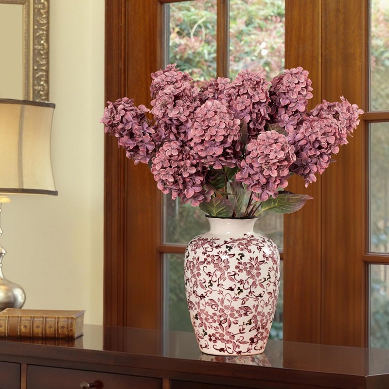 Ttranewsoo Faux Hydrangea Flower Hydrangea Artificial Flowers Hydrangea Bouquet Faux Flower Table Centerpieces for Home Wedding Bridal Bouquet Office Party DIY Floral Decor - Image 4