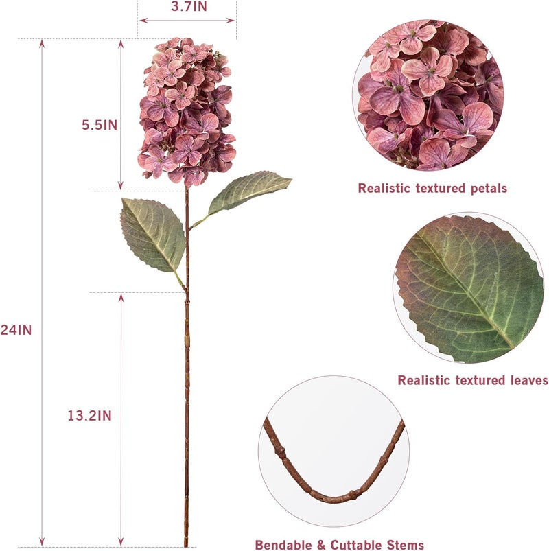 Ttranewsoo Faux Hydrangea Flower Hydrangea Artificial Flowers Hydrangea Bouquet Faux Flower Table Centerpieces for Home Wedding Bridal Bouquet Office Party DIY Floral Decor - Image 3