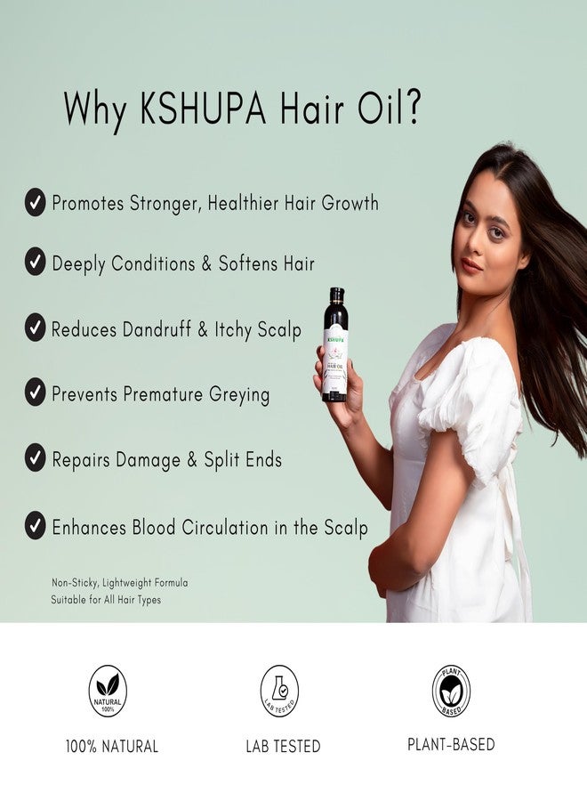 Kshupa زيت كشوبا العشبي للشعر، عبوة من قطعتين، ١٠٠ مل | مزيج أيورفيدي يحتوي على ٨ زيوت وأكثر من ٣٠ عشبة | للتحكم في تساقط الشعر، والعناية بفروة الرأس، وتقوية الجذور | معصور على البارد، للرجال والنساء - Image 5