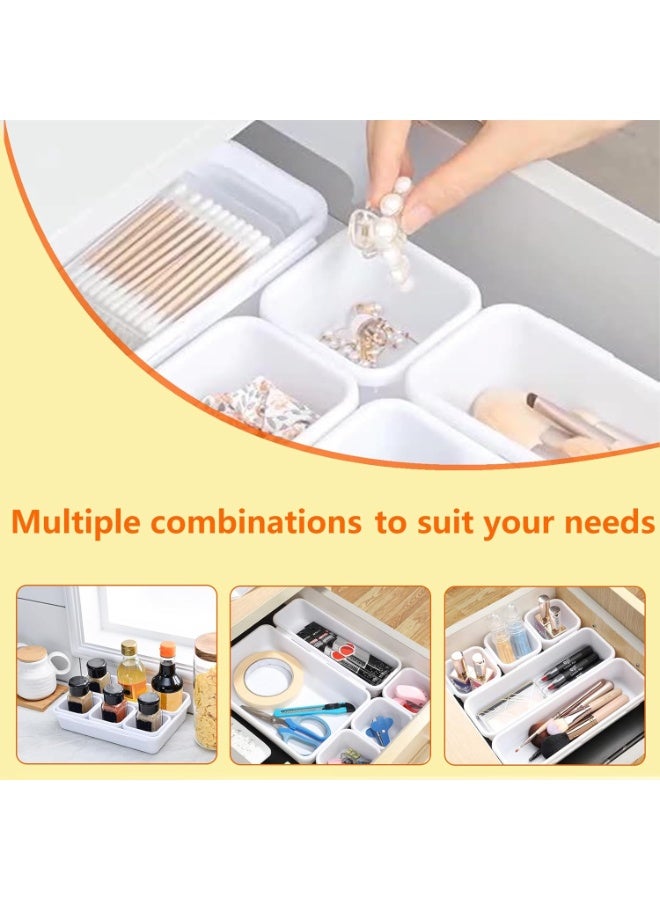8 Pcs Drawer Organisers, 3 Sizes of Plastic Drawer Organizers, Interlocking Dividers Storage Trays for Makeup, Bedroom, Kitchen, Office - Durable, Non-Slip Pads - Image 4