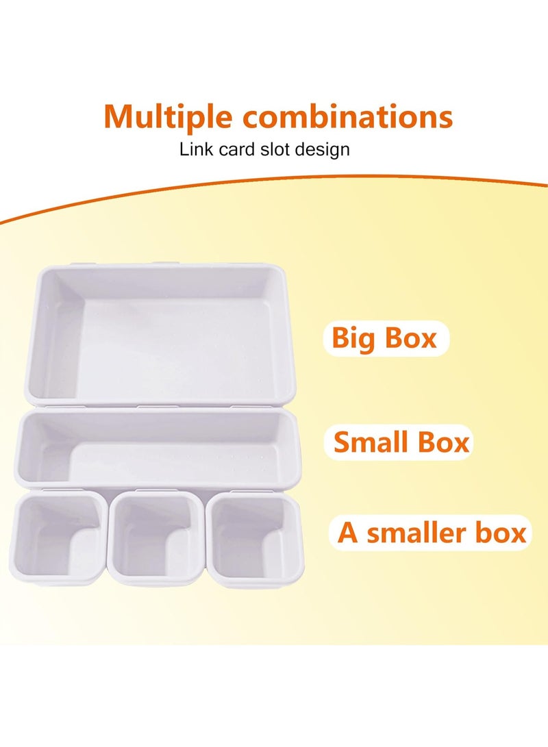 8 Pcs Drawer Organisers, 3 Sizes of Plastic Drawer Organizers, Interlocking Dividers Storage Trays for Makeup, Bedroom, Kitchen, Office - Durable, Non-Slip Pads - Image 1
