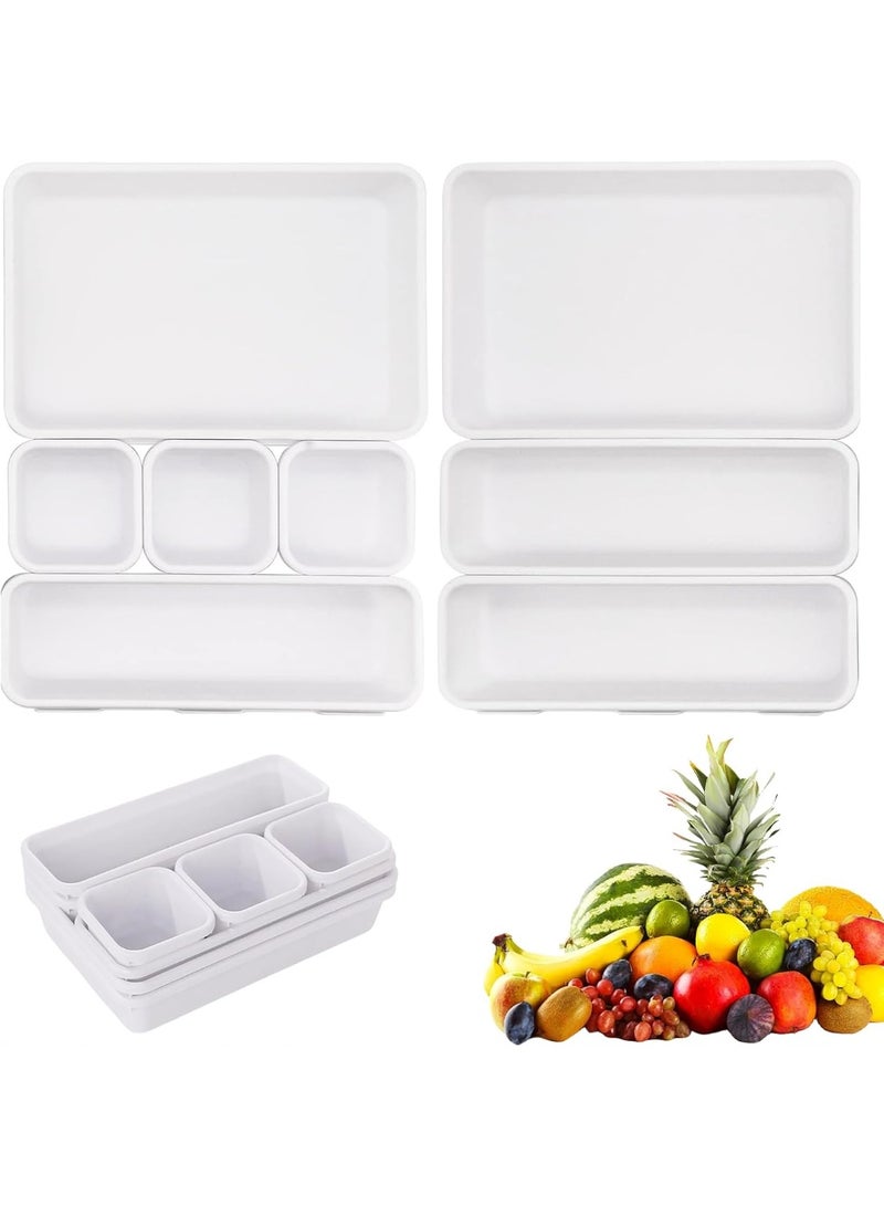 8 Pcs Drawer Organisers, 3 Sizes of Plastic Drawer Organizers, Interlocking Dividers Storage Trays for Makeup, Bedroom, Kitchen, Office - Durable, Non-Slip Pads - Image 2