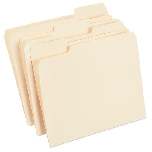 Staples File Folders, 1/3-Cut Tab, Assorted Position, Letter Size, Perfect for Home, Office, Classroom, 100-Pack, Manila - Image 1
