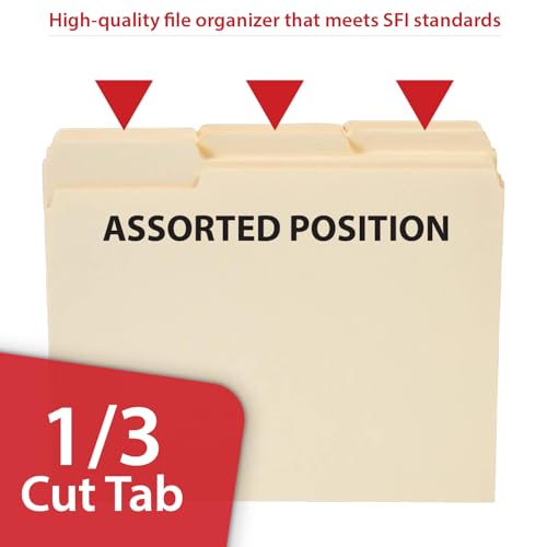 Staples File Folders, 1/3-Cut Tab, Assorted Position, Letter Size, Perfect for Home, Office, Classroom, 100-Pack, Manila - Image 5