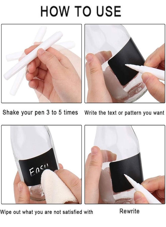 ملصقات السبورة، 240 ملصقًا ذاتي اللصق وقابل للإزالة مع قلمين أبيضين، ملصقات قابلة لإعادة الاستخدام ومقاومة للماء لتخزين المطبخ والمخزن والصناديق والبرطمانات والمكتب - Image 5