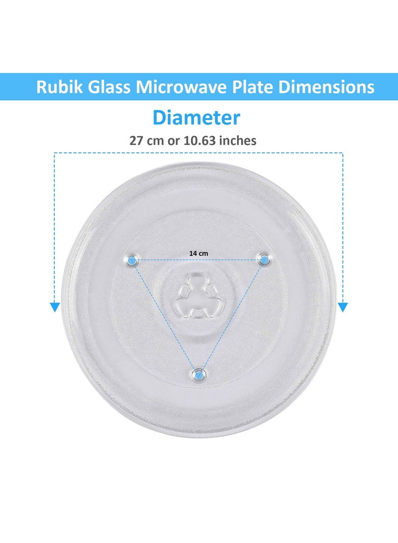 Rubik Microwave Oven Plate Replacement Medium (27cm / 10.63 inch) Turntable Glass Tray Dishwasher Safe, Universal Compatibility  - Image 3