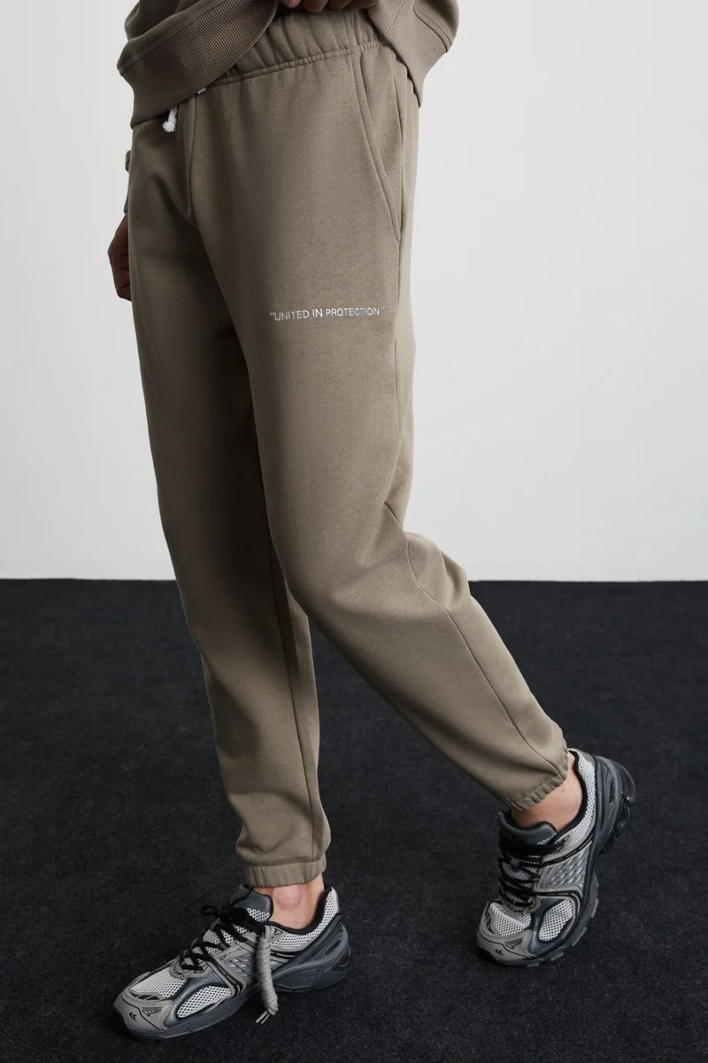 GRIMELANGE Marshall Men's Cotton Fleece Embroidered Relaxed Mink Tracksuit