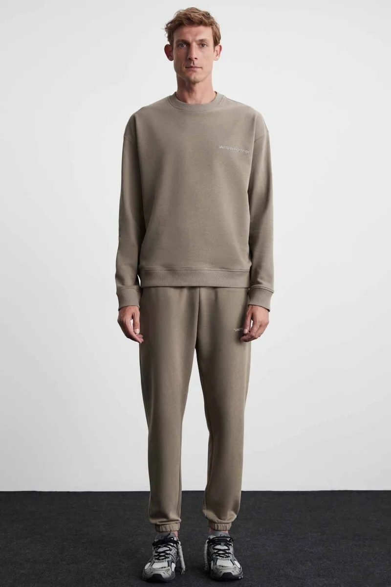GRIMELANGE Marshall Men's Cotton Fleece Embroidered Relaxed Mink Tracksuit