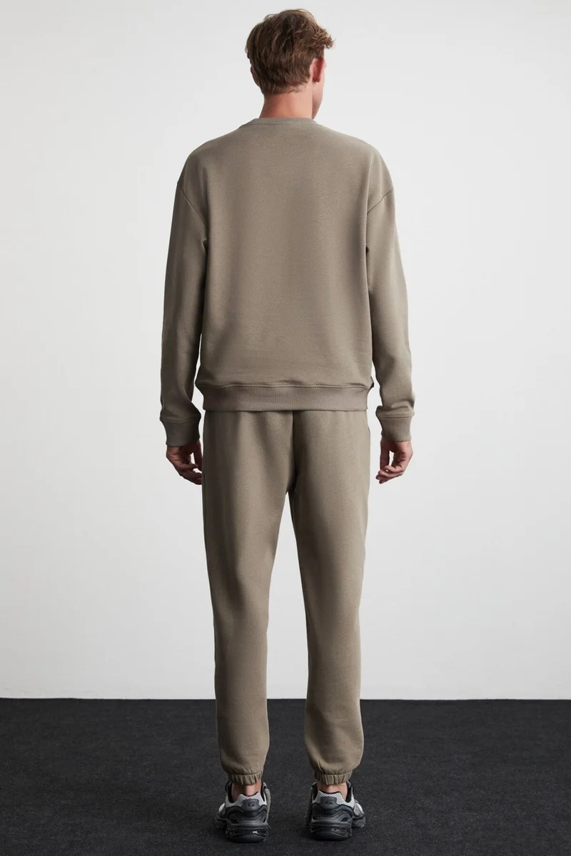 GRIMELANGE Marshall Men's Cotton Fleece Embroidered Relaxed Mink Tracksuit