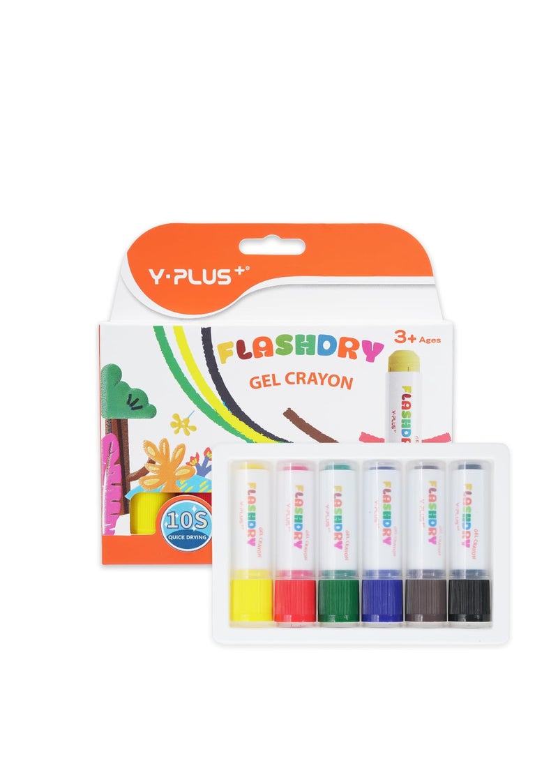 YPLUS Tempera Colouring Pencils - Colour-Intensive Wax Crayons and Colouring Sites in a Set, Perfect Toy for Children - Creative Drawing Made Easy - 6 Colours - Image 1