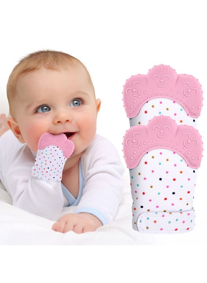 Vicloon 2Pack Silicone Teething Mitt Soothing Infant Teething Mitten Pain Relief Prevent Scratches Glove Safe Silicone Teething Toys For 012 Months  - Image 1