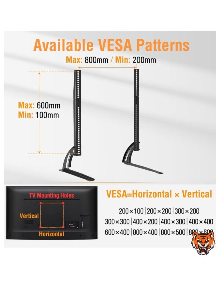 TIGER حامل تلفاز عالمي للسطح - قاعدة قابلة للتعديل في الارتفاع لشاشات LCD و LED و Plasma من 32 إلى 70 بوصة، يتحمل حتى 88 رطل، VESA حتى 800x600 مم - Image 2