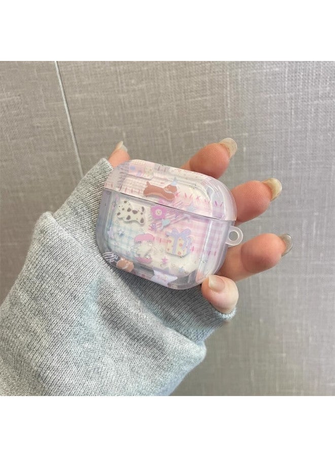 Beiyipin Protective Case For Apple Airpods 4th Generation, Translucent Pink Blue Pattern, Cute Dog Design, Wireless Bluetooth, Premium Feel, Niche - Image 3