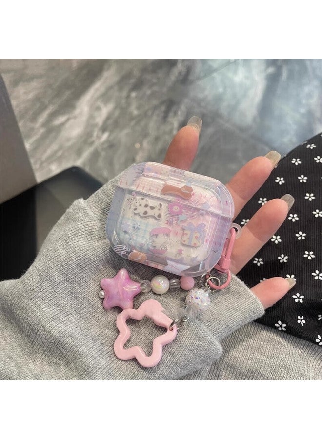 Beiyipin Protective Case For Apple Airpods 4th Generation, Translucent Pink Blue Pattern, Cute Dog Design, Wireless Bluetooth, Premium Feel, Niche - Image 2