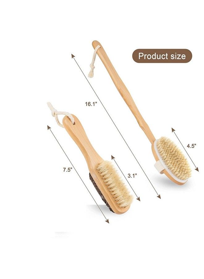 Amzgear Body Brush For Wet And Dry Brushing Gentle Exfoliating For Glowing Skinget Rid Of Your Cellulite And Dry Skin Gentle Massage Nodes Loofah For Women Long Wooden Handle (Detatchable) - Image 3