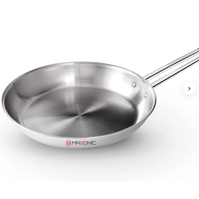 MAXONIC Triply Stainless Steel Saute Pan with Lid 3Layer Construction Induction Compatible Fry Pan 14 LTR 22 cm - Image 1