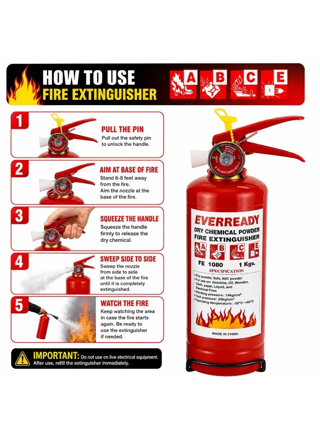 Eveready 1KG Fire Extinguisher Spray for Home Car Kitchen Office | Portable Emergency Fire Suppression Foam | Easy to Use Safety Fire Extinguisher - Image 2