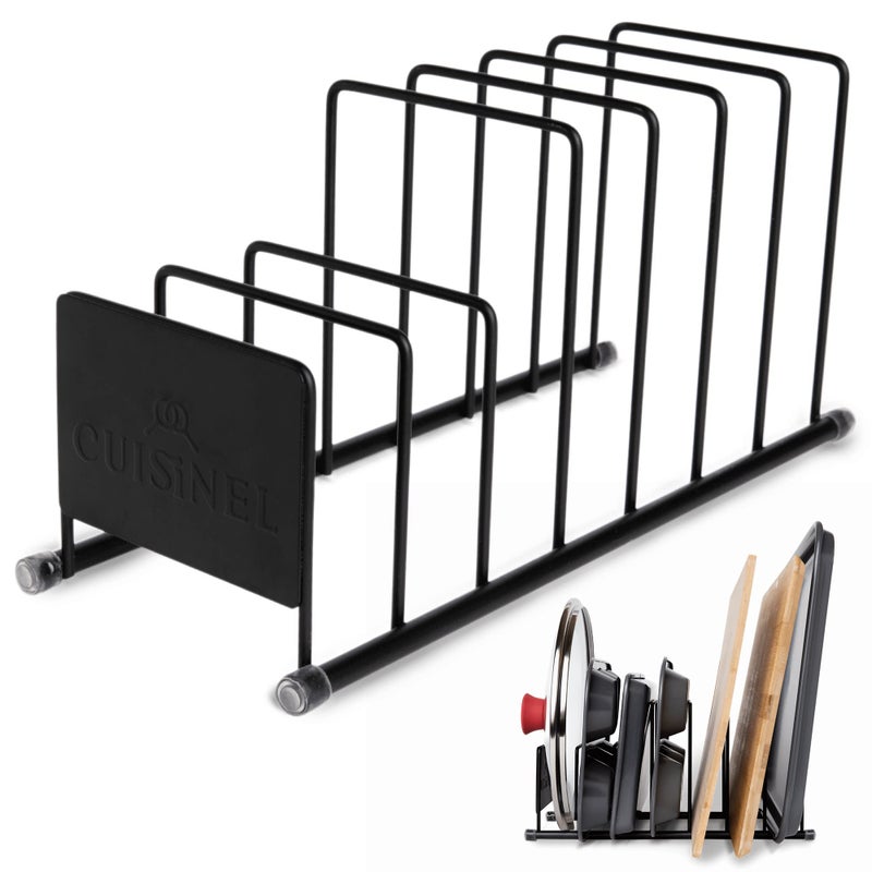 Cuisinel Pot Lid and Dish Organizer Rack  Matte Black Kitchen StorageOrganization Stand  7Tier CabinetCounter Cookware Pots and Pan LidsCovers Cutting Board Holder Organizer