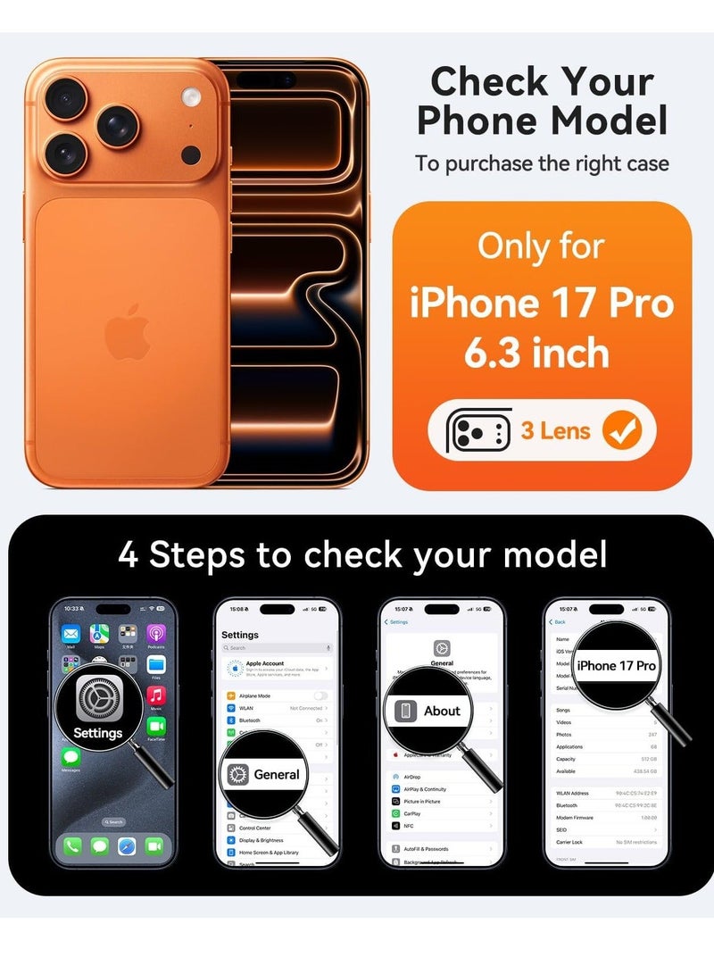 بورتوني جراب iPhone 17 Pro مع حامل إصبع مع غطاء تثبيت مغناطيسي للسيارة لهاتف iPhone 17 Pro جراب نحيف مقاوم للصدمات 2 في 1 لهاتف iPhone 17 Pro مقاس 6.3 بوصة - Image 2