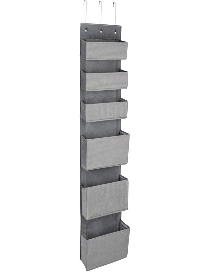 Household Essentials 6 Pocket Over the Door Pocket Organizer, PP Non-Woven Fabric Pockets, Reinforced Siding, Foldable, Versatile, Perfect for Residential and Commercial Doors, Grey - Image 1