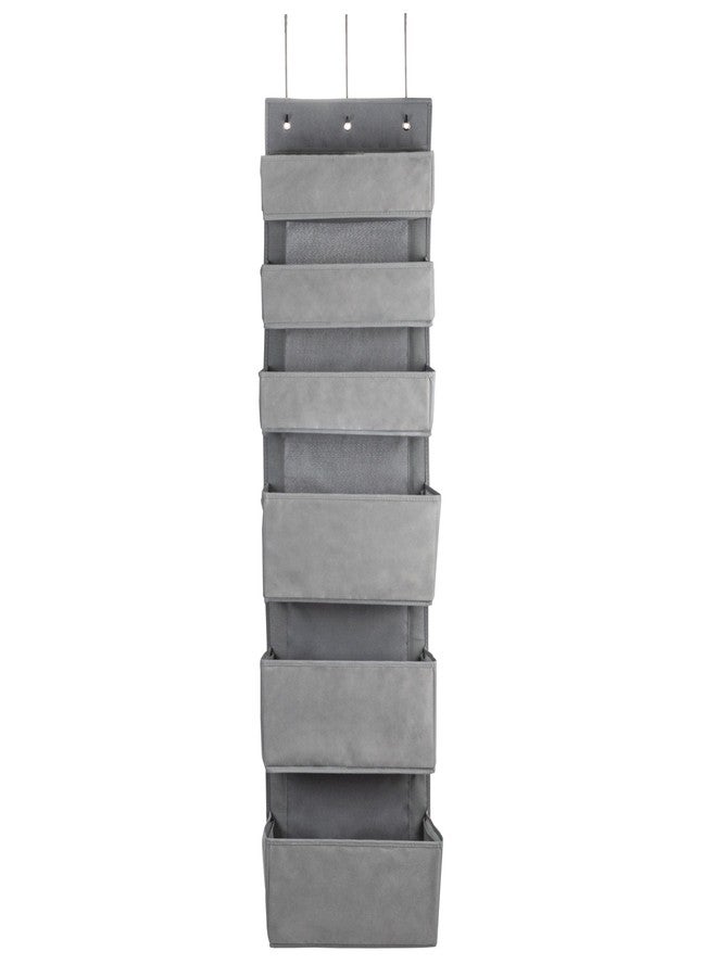 Household Essentials 6 Pocket Over the Door Pocket Organizer, PP Non-Woven Fabric Pockets, Reinforced Siding, Foldable, Versatile, Perfect for Residential and Commercial Doors, Grey - Image 4
