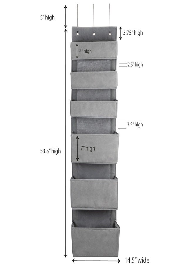 Household Essentials 6 Pocket Over the Door Pocket Organizer, PP Non-Woven Fabric Pockets, Reinforced Siding, Foldable, Versatile, Perfect for Residential and Commercial Doors, Grey - Image 2