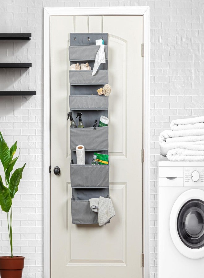 Household Essentials 6 Pocket Over the Door Pocket Organizer, PP Non-Woven Fabric Pockets, Reinforced Siding, Foldable, Versatile, Perfect for Residential and Commercial Doors, Grey - Image 3