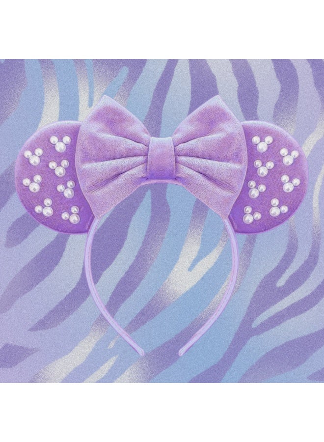 Minnie Mouse Disney Minnie Mouse Ears Headband with Pearl Embellishments, Velvet Bow Comfortable Hair Hoop for Theme Park, Women & Kids - Image 2