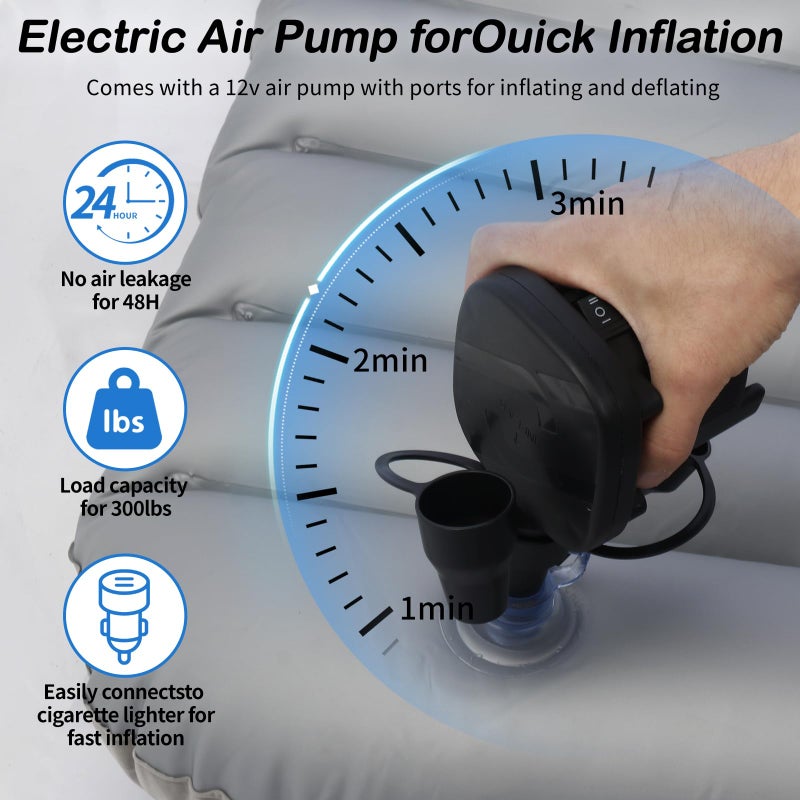 Onirii Inflatable Car Air Mattress Back Seat Bed with Air Pump,53 "x 32.6" Portable Thickened Car Travel Camping Sleeping Air Mattress Blow Up Bed for Car Universal SUV - Image 4