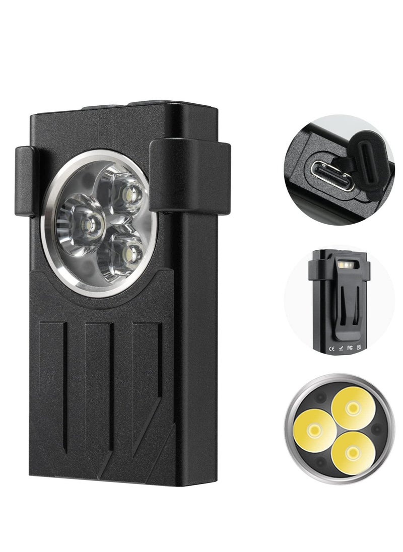 Excefore - LED Mini Flashlight High Lumens 1100, EDC Flashlight with Keychain, UV and Red Modes, Magnetic Base and Clip, Rechargeable Mini Light  for Camping, Hiking, Emergency (Black) - Image 1