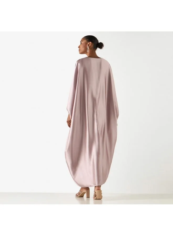 2Xtremz 2Xtremz Solid V-neck Maxi Kaftan Dress