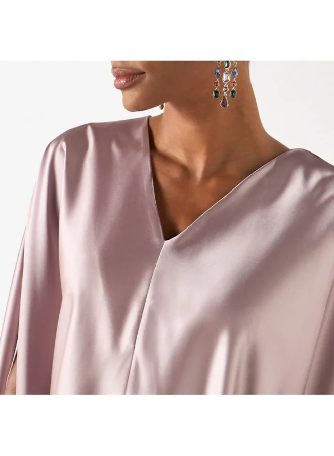 2Xtremz 2Xtremz Solid V-neck Maxi Kaftan Dress