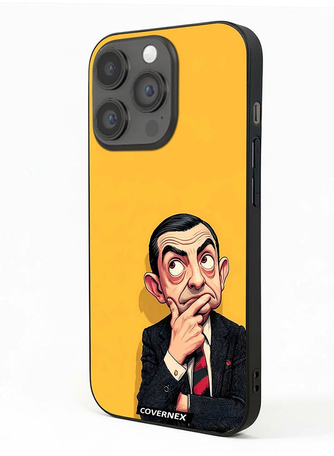 Covernex Apple iPhone 14 Pro Protective Case Cover Printed Featuring Mr Bean Thinking Pose Classic Comedy - Image 1
