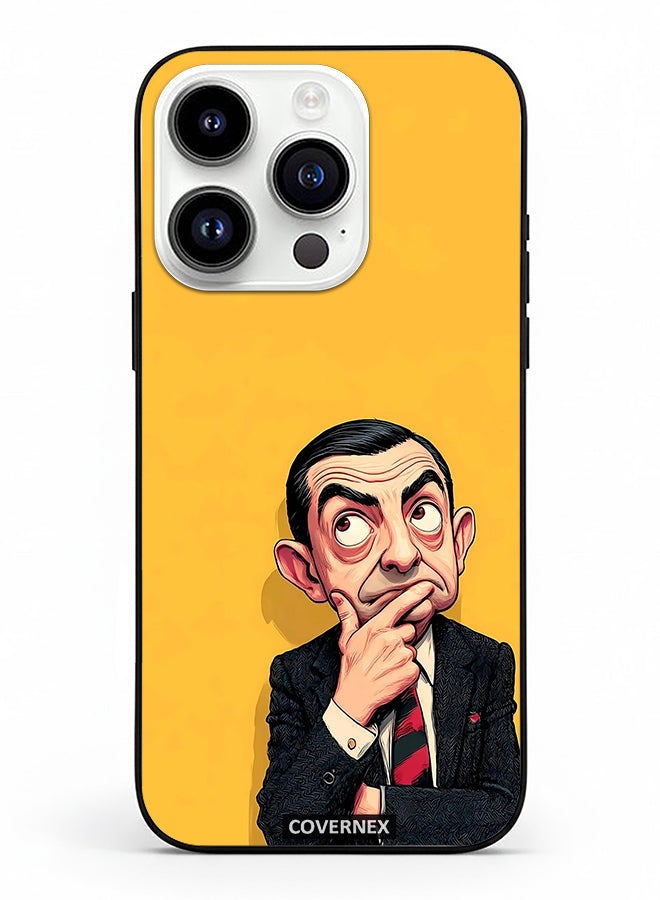Covernex Apple iPhone 14 Pro Protective Case Cover Printed Featuring Mr Bean Thinking Pose Classic Comedy - Image 2
